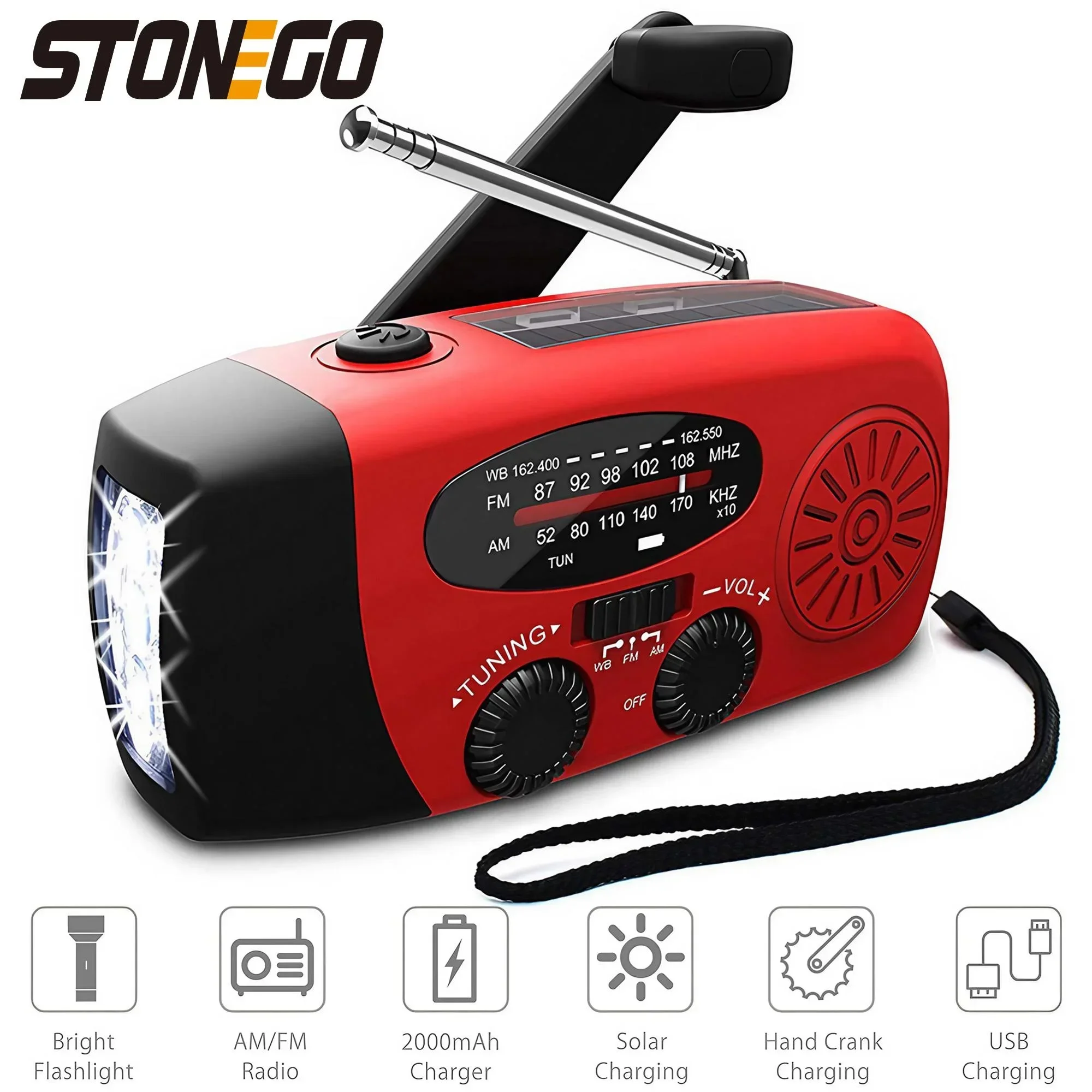 Solar/Hand Crank/USB Charging Radio. Multifunctional Outdoor Radio with LED Flashlight. Emergency Radio for Outdoor Camping. Hiking. Climbing. Emergency. Chargeable - Bild 4