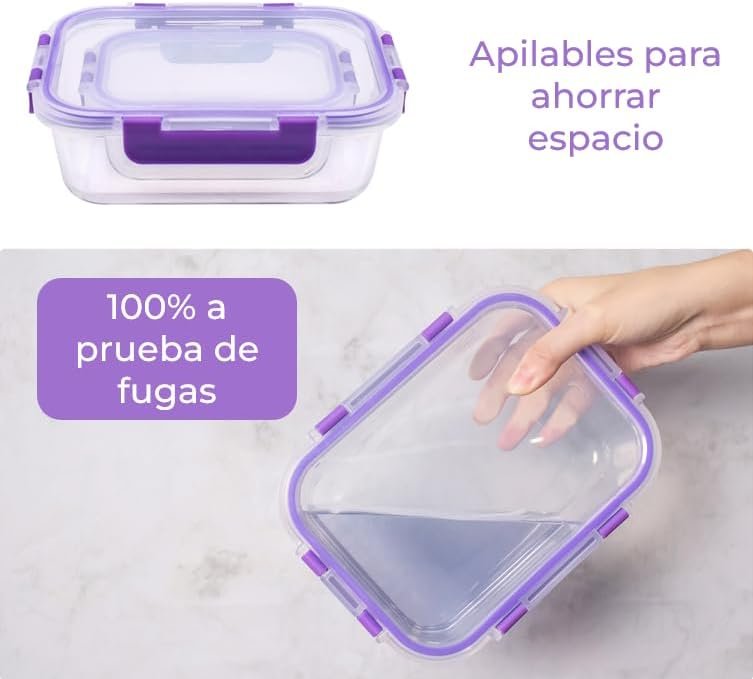 Recipientes de Cristal Para Alimentos - 24 Piezas (12 recipientes y 12 tapas) - Apto lavavajillas - Image 2