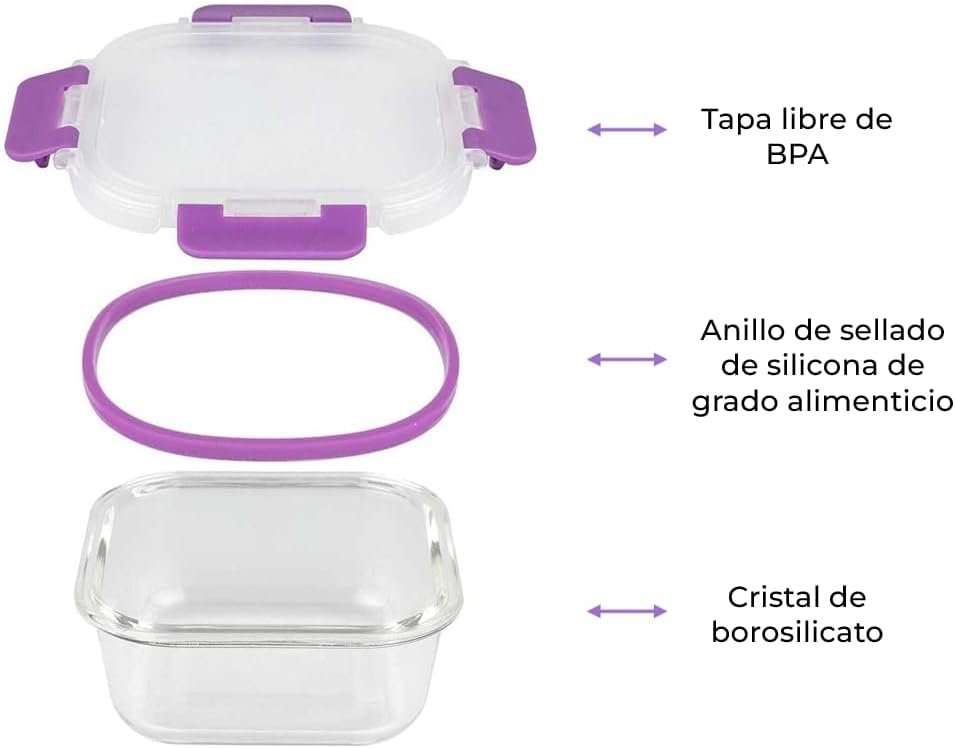 Recipientes de Cristal Para Alimentos - 24 Piezas (12 recipientes y 12 tapas) - Apto lavavajillas - Image 3